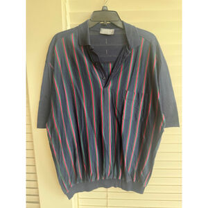 Men's Zimmerli Polo Shirt XXL Navy Red Striped